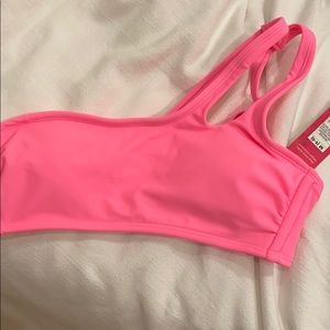 target one shoulder pink swim suit